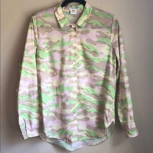Carven Pink and Green Camo Button Down